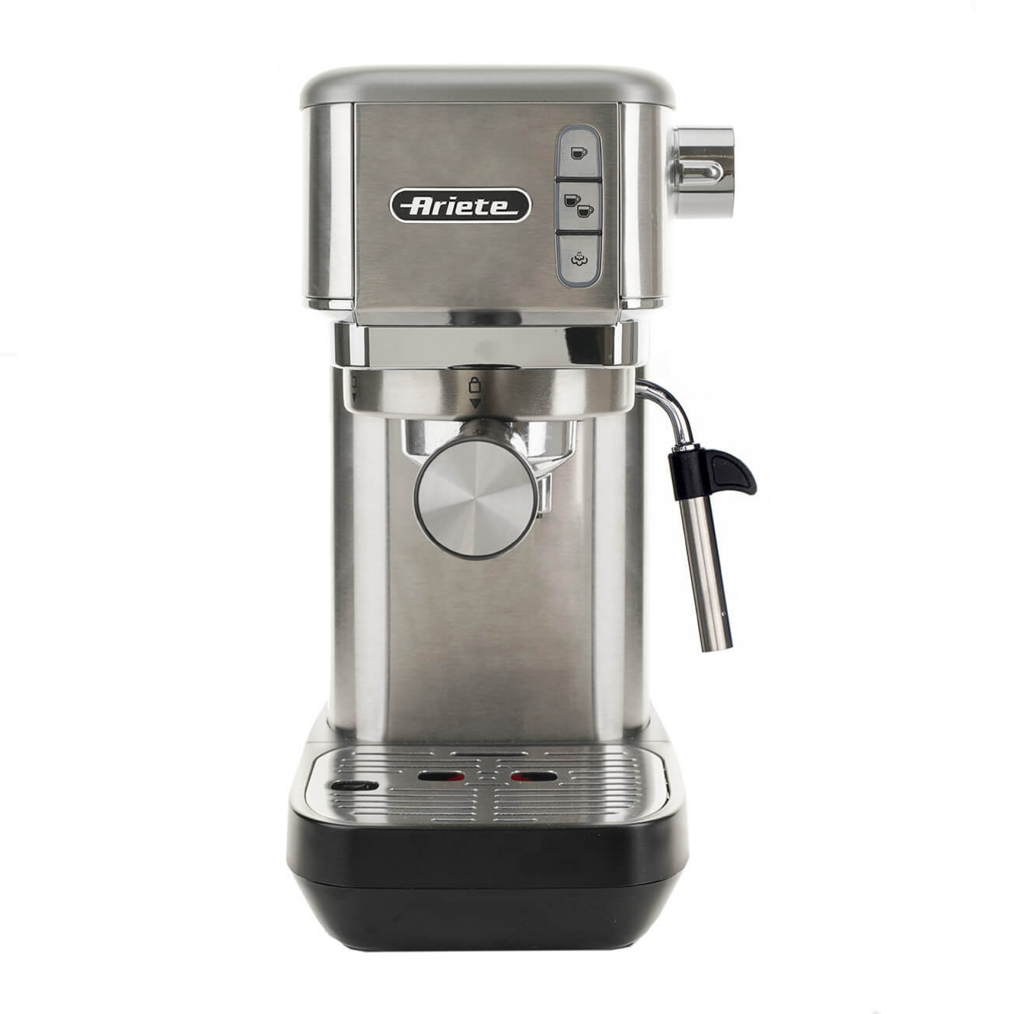 Ariete 1380 Macchina da caffè in metallo, compatibile con caffè in polvere e cialde ESE, 1300 W, Capacità 1,1 L, 15 bar di pressione, Filtro ½ tazze, Dispositivo Cappuccino, Silver