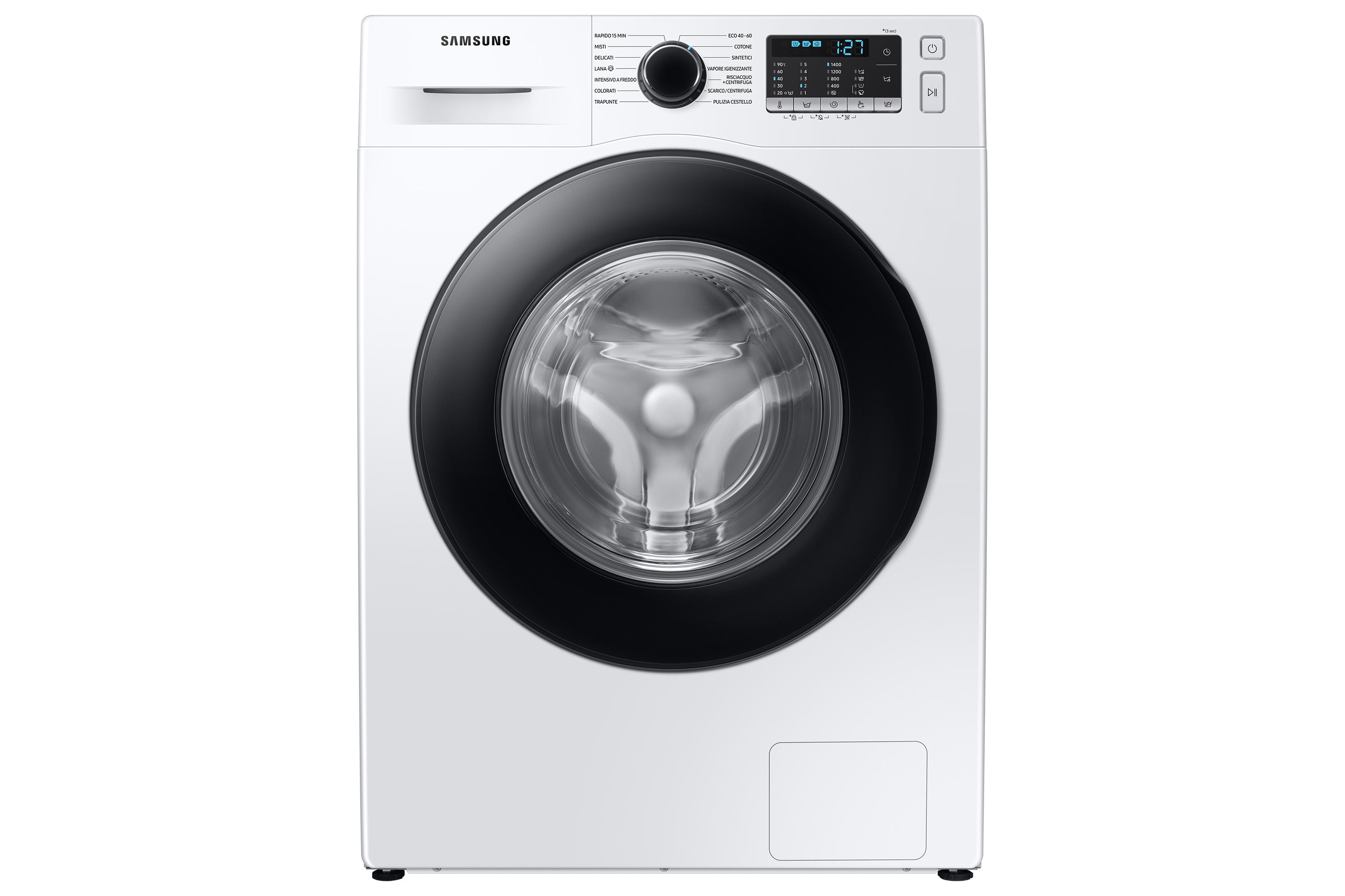 Samsung WW11BGA046ATET lavatrice a caricamento frontale Crystal Clean™ 11 kg Classe A 1400 giri/min, Porta nera + Panel D. Silver