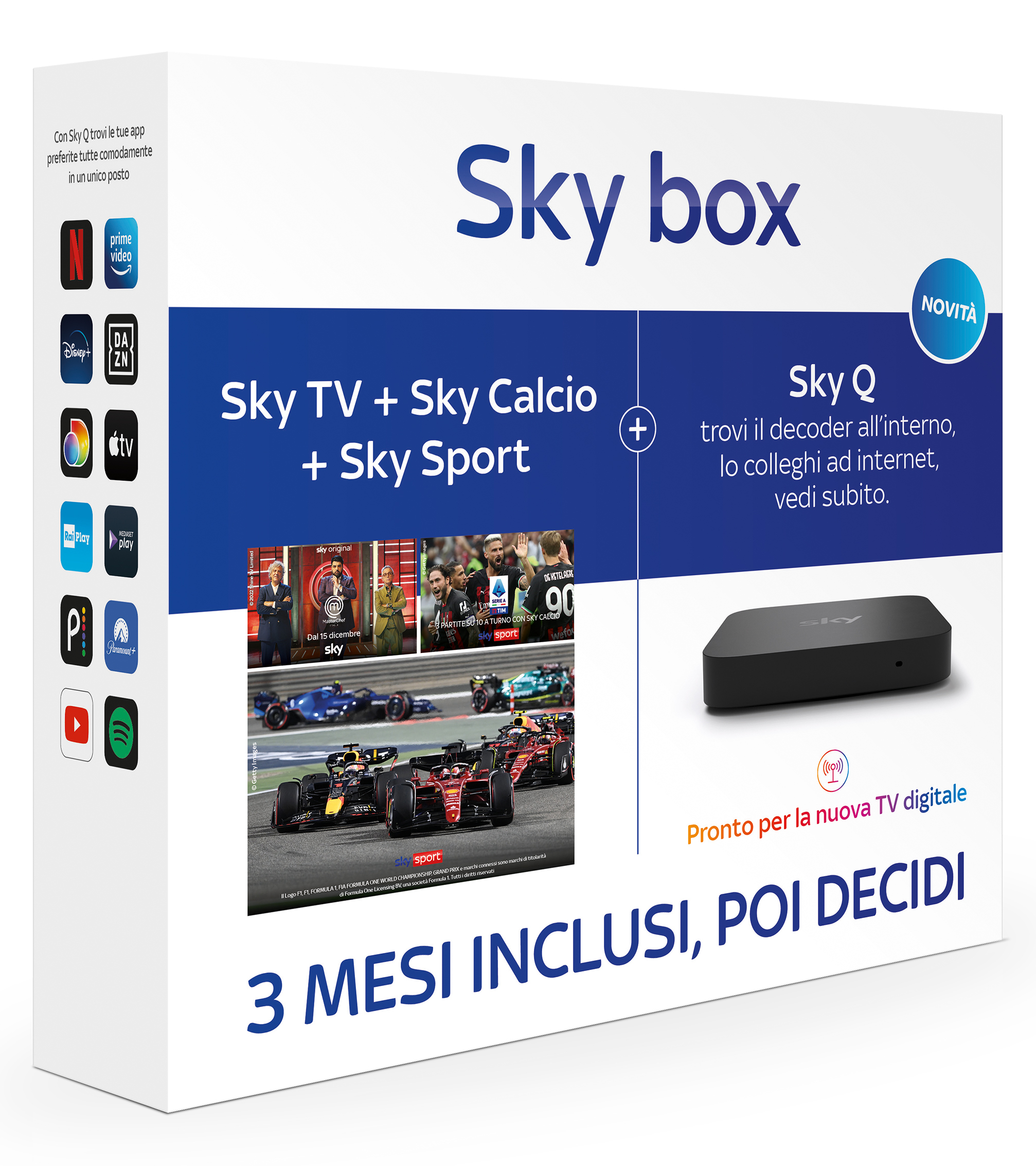 Sky box con 3 Mesi di TV + Calcio + Sport. Decoder Q incluso