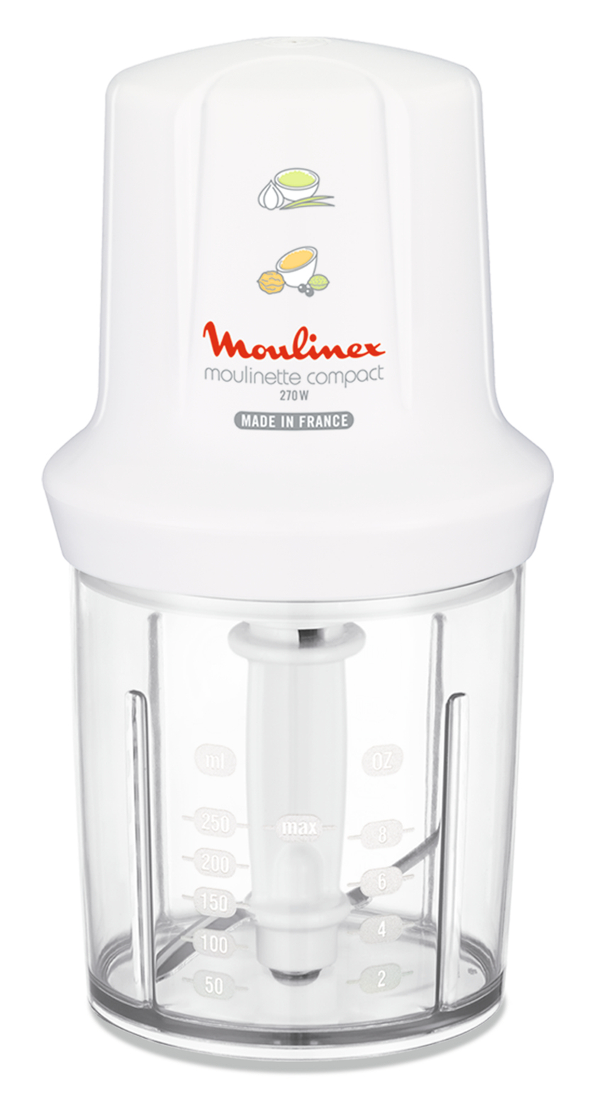 Moulinex DJ3001 Moulinette Compact, 270 W, 43 Decibel, plastica, Bianco