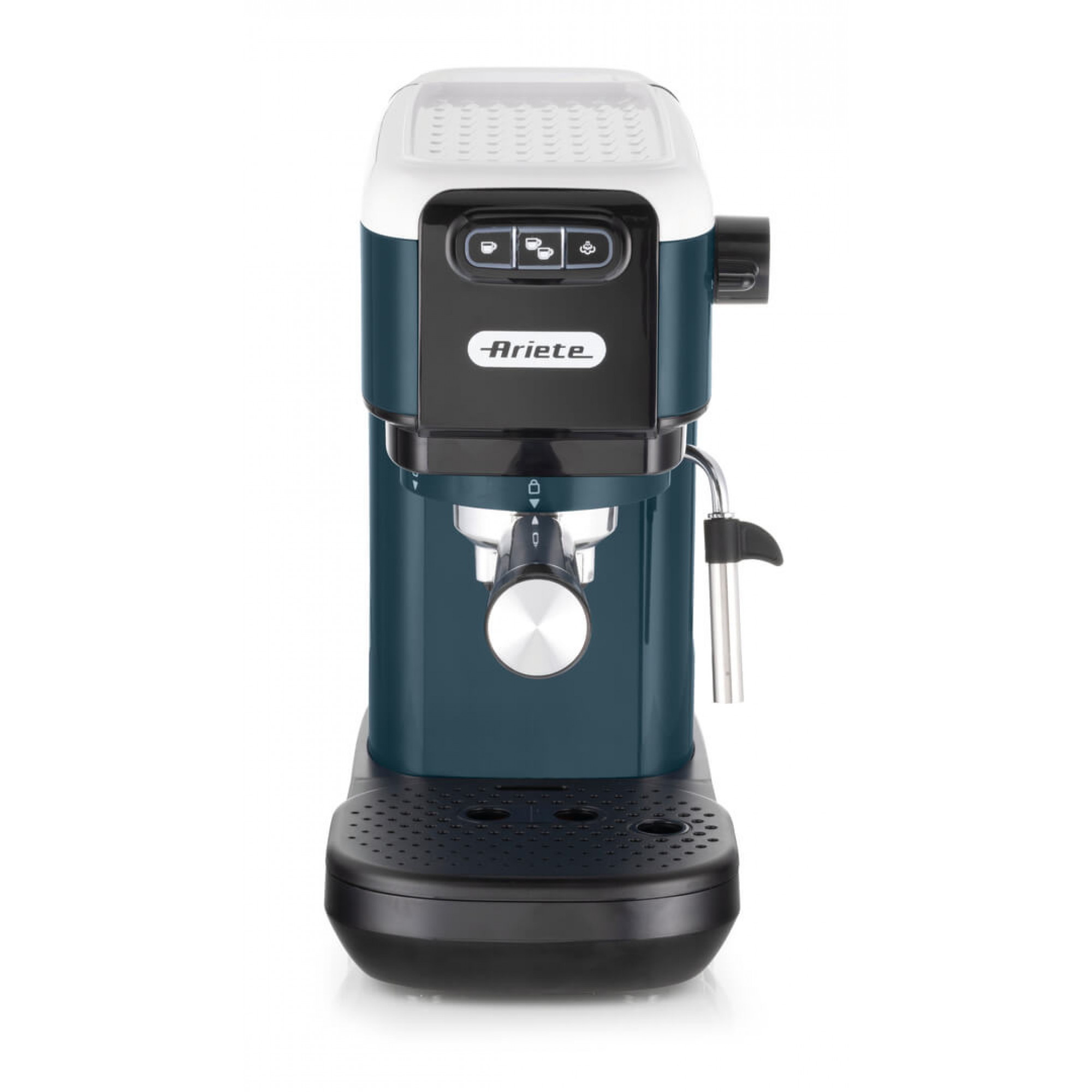 Ariete 1399 Macchina da caffè espresso Snow White, Per polvere e cialde ESE, 1300 W, Capacità 1,1L, 15 bar di pressione, Filtro 1, 2 tazze e cialda ESE, Cappuccino, Bianco