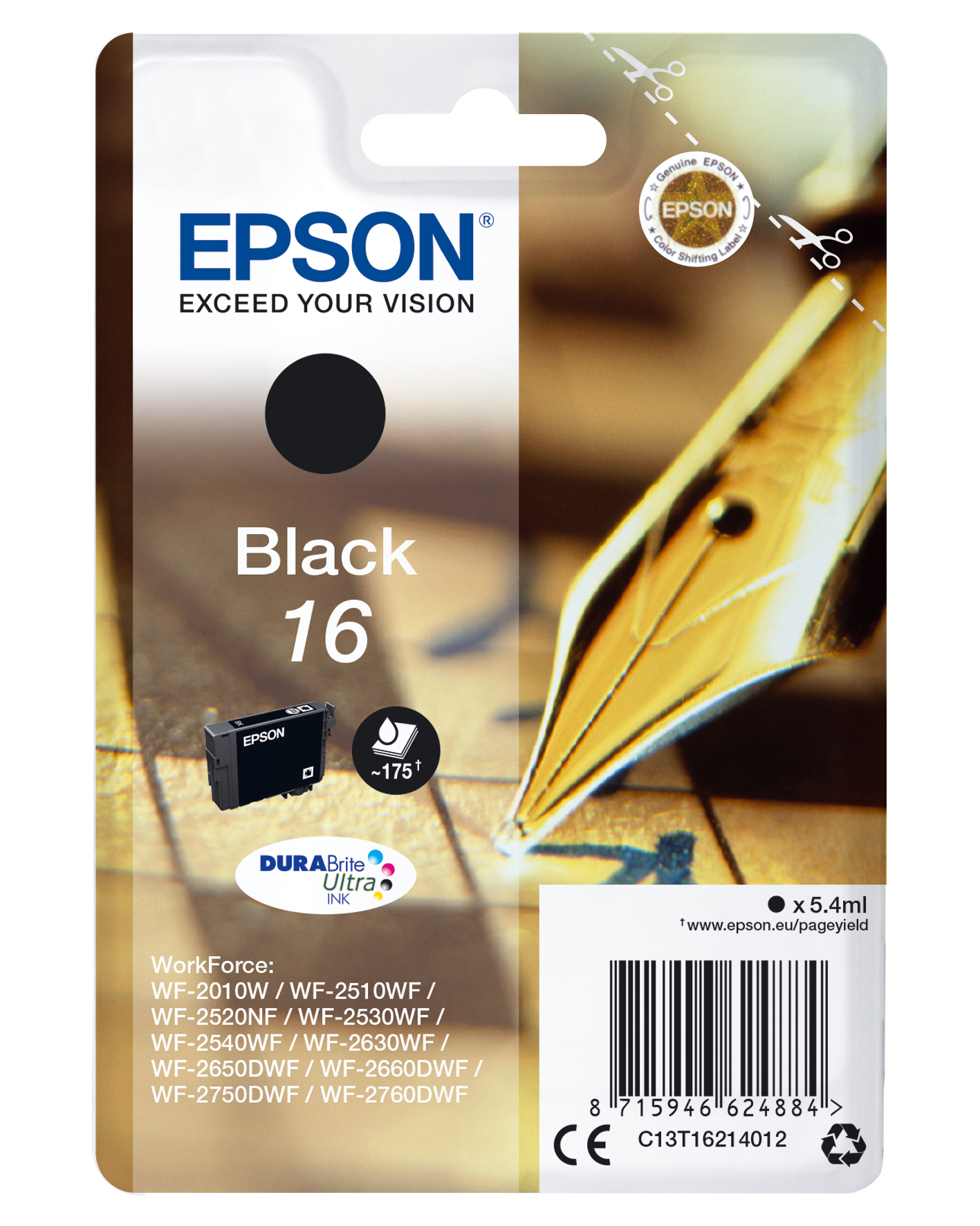 Epson Pen and crossword Cartuccia Penna e cruciverba Nero Inchiostri DURABrite Ultra 16