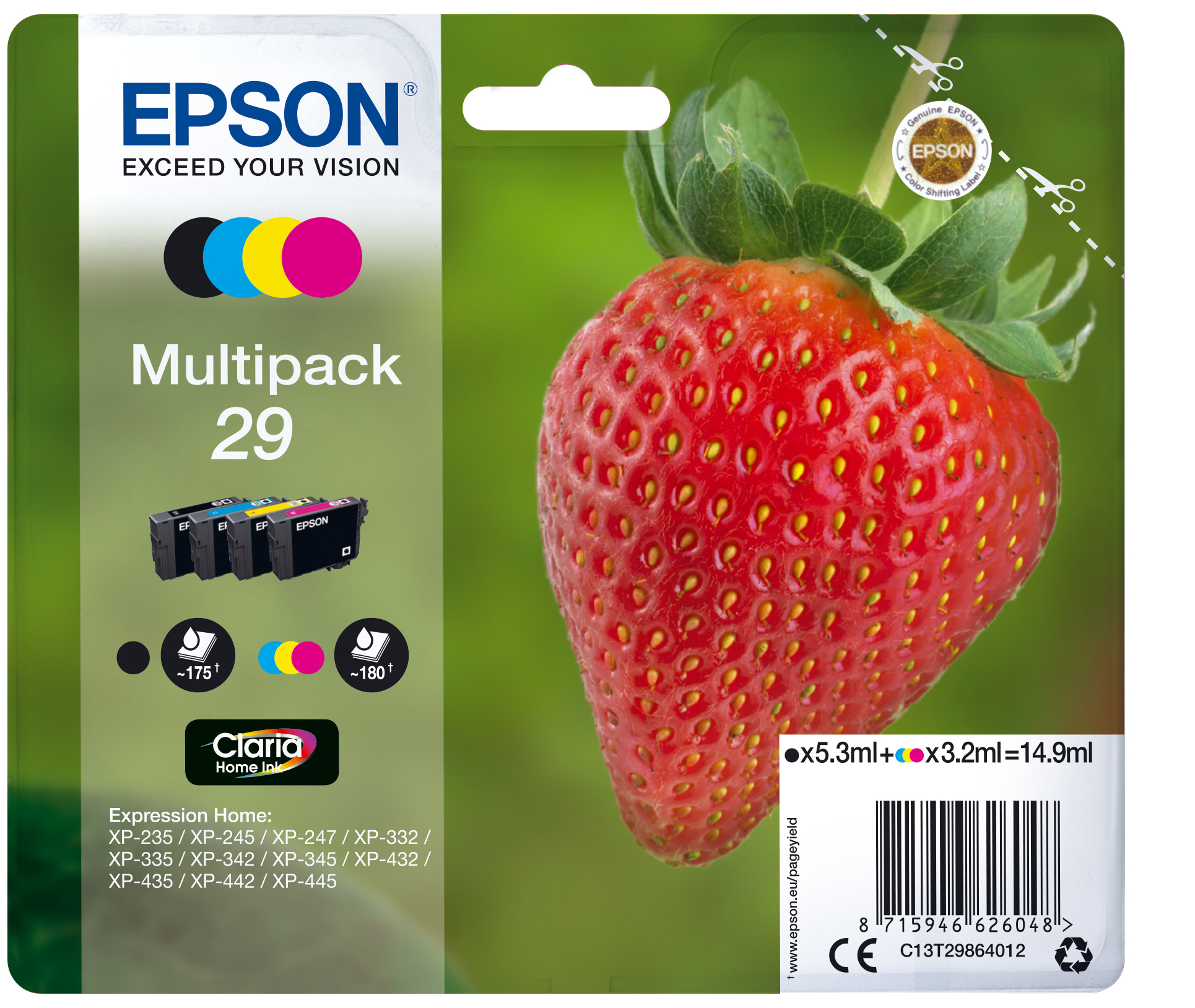 Epson Strawberry Multipack Fragole 4 colori Inchiostri Claria Home 29