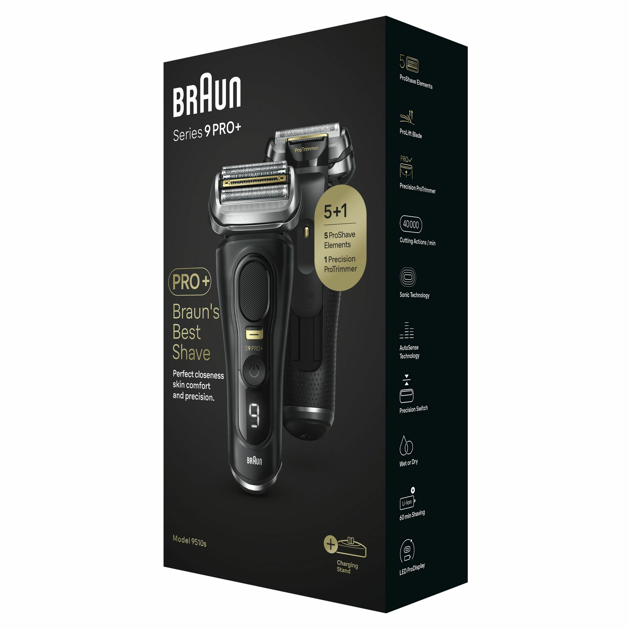 Braun Series 9 Pro+ 9510s Wet & Dry Rasoio Trimmer Nero