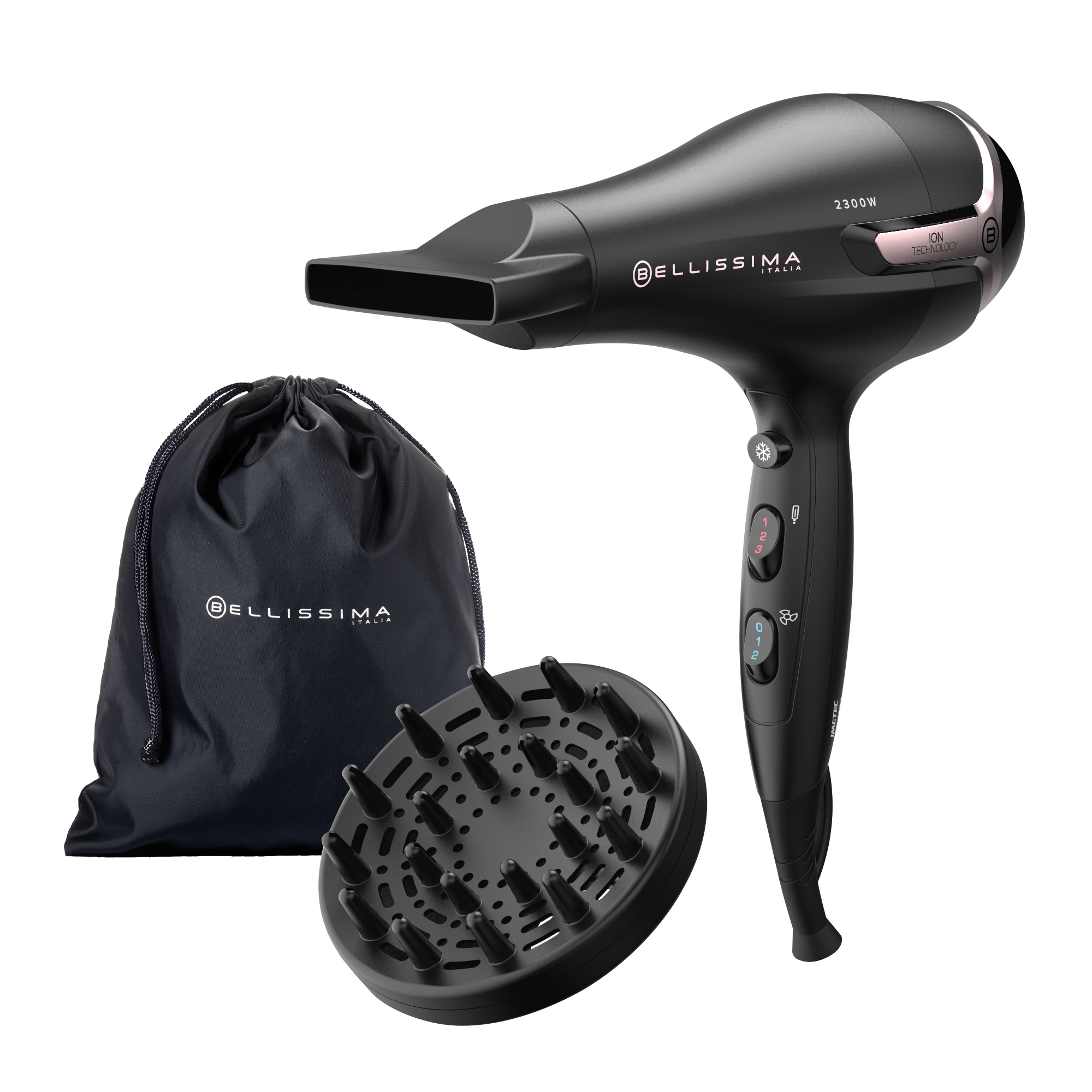 Bellissima K9 2500 asciuga capelli 2300 W Nero, Rosa