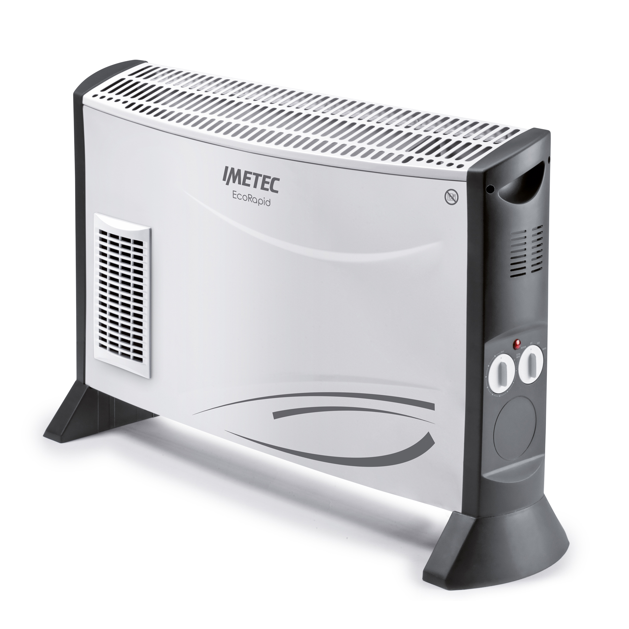 Imetec Eco Rapid, Stufa Elettrica 2000 W, Tecnologia a Basso Consumo Energetico, Termoconvettore 4 Temperature, Termostato Ambiente, Silenzioso