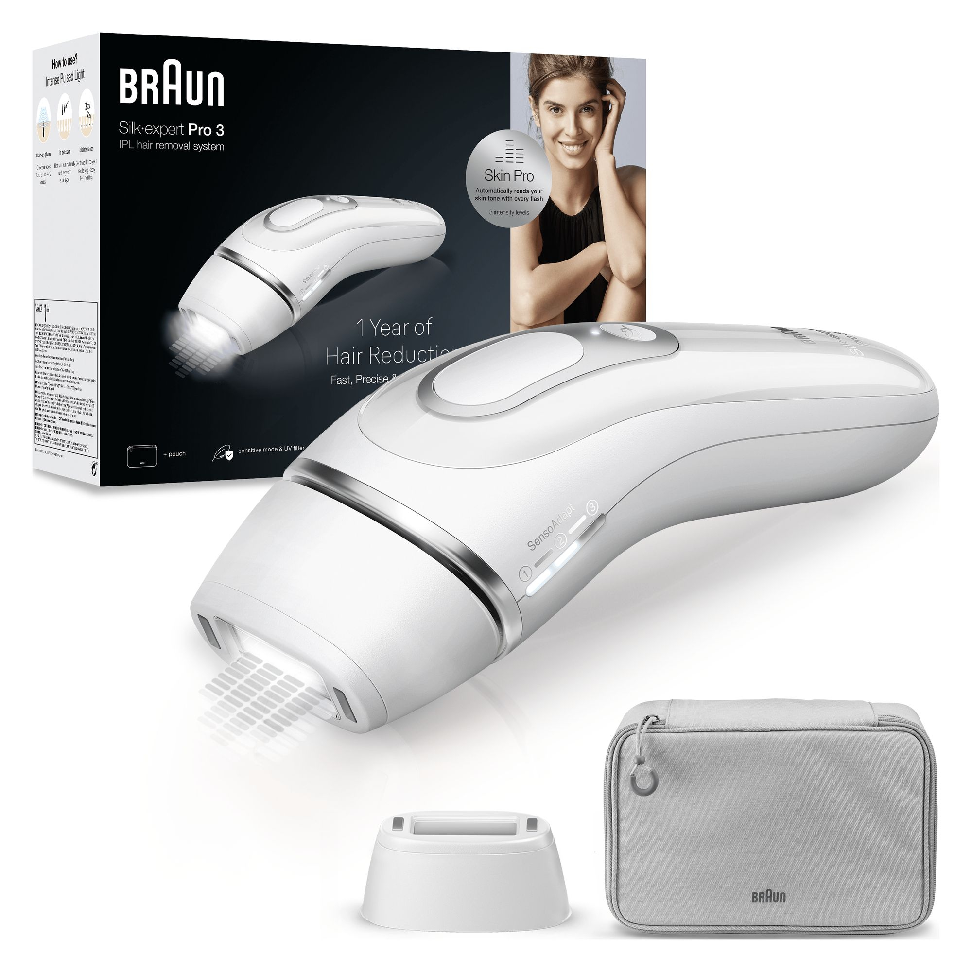 Braun Silk-expert Pro Silk expert Pro 3 PL3020, Epilatore A Luce Pulsata Donna, Per La Rimozione Permanente Dei Peli Visibili A Casa Tua, Bianco/Argento