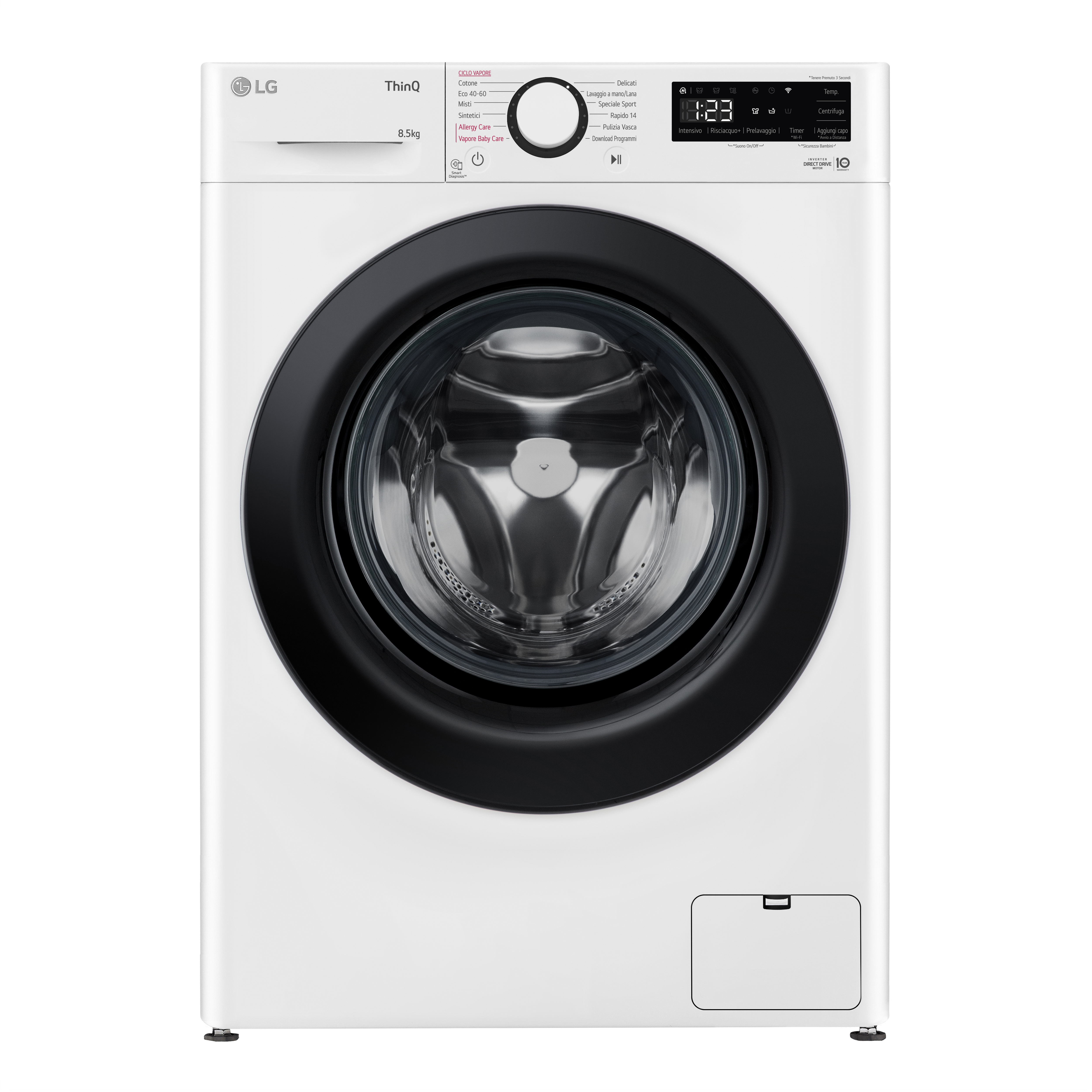 LG F2WV308S6AW Lavatrice 8,5kg AI DD, Classe A, 1200 giri, Vapore