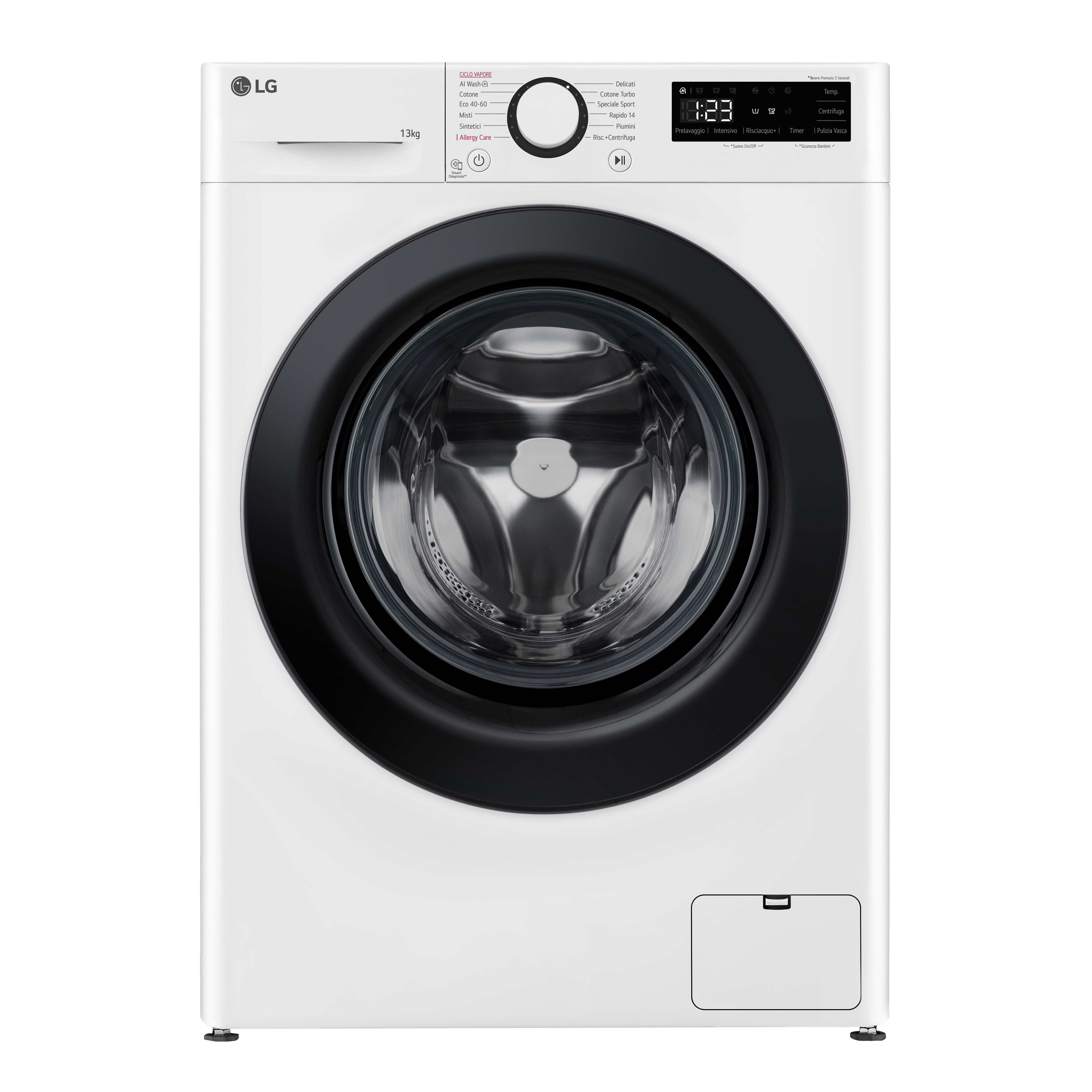 LG F4R3013NSWB Lavatrice 13kg AI DD, Classe A-20%, 1400 giri, Lavaggio a vapore