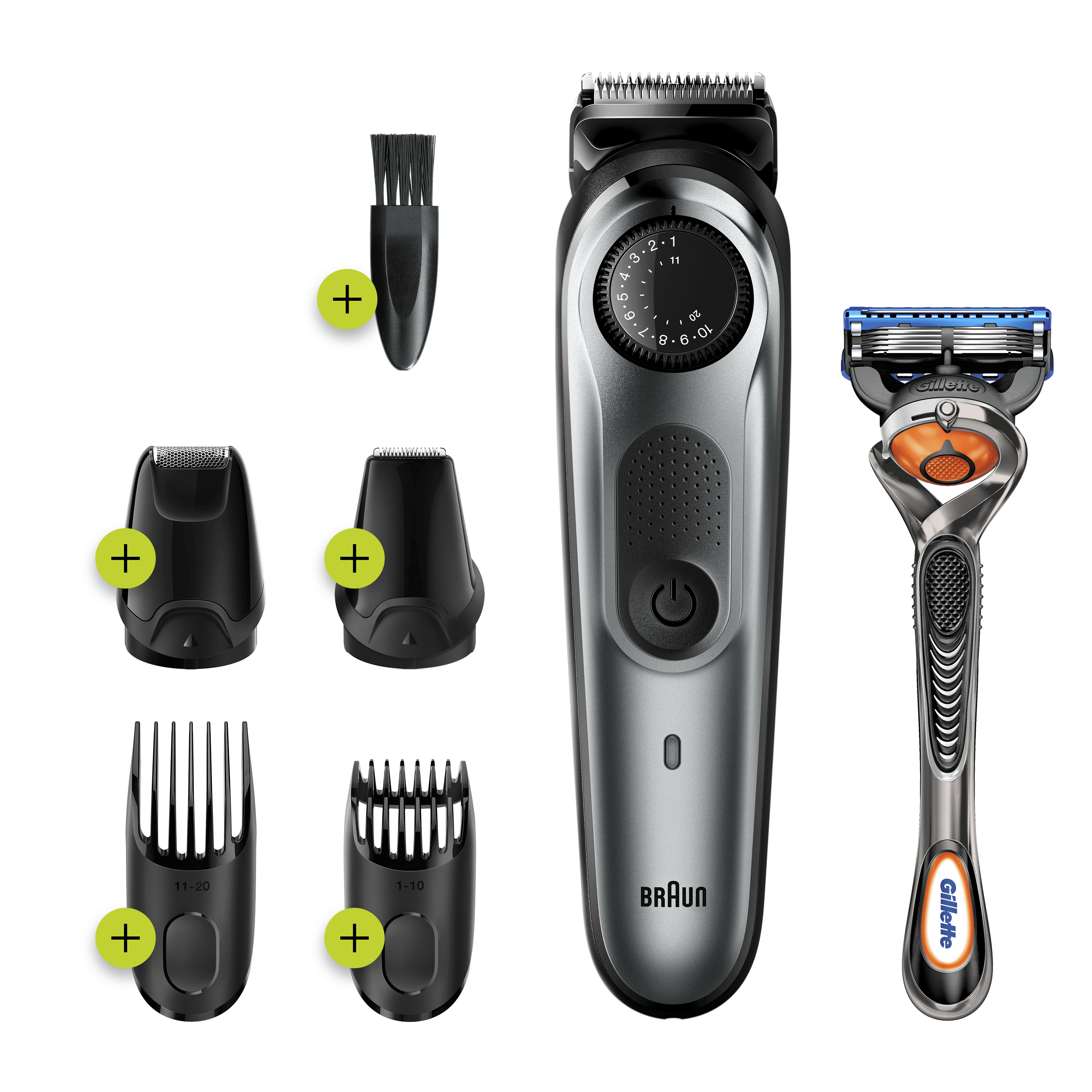 Braun BeardTrimmer BT7220 Regolabarba Uomo, Rifinitore E Tagliacapelli Con 39 Impostazioni Di Lunghezza, Progettato Per Durare Il Doppio*, Nero/Grigio Metallizzato