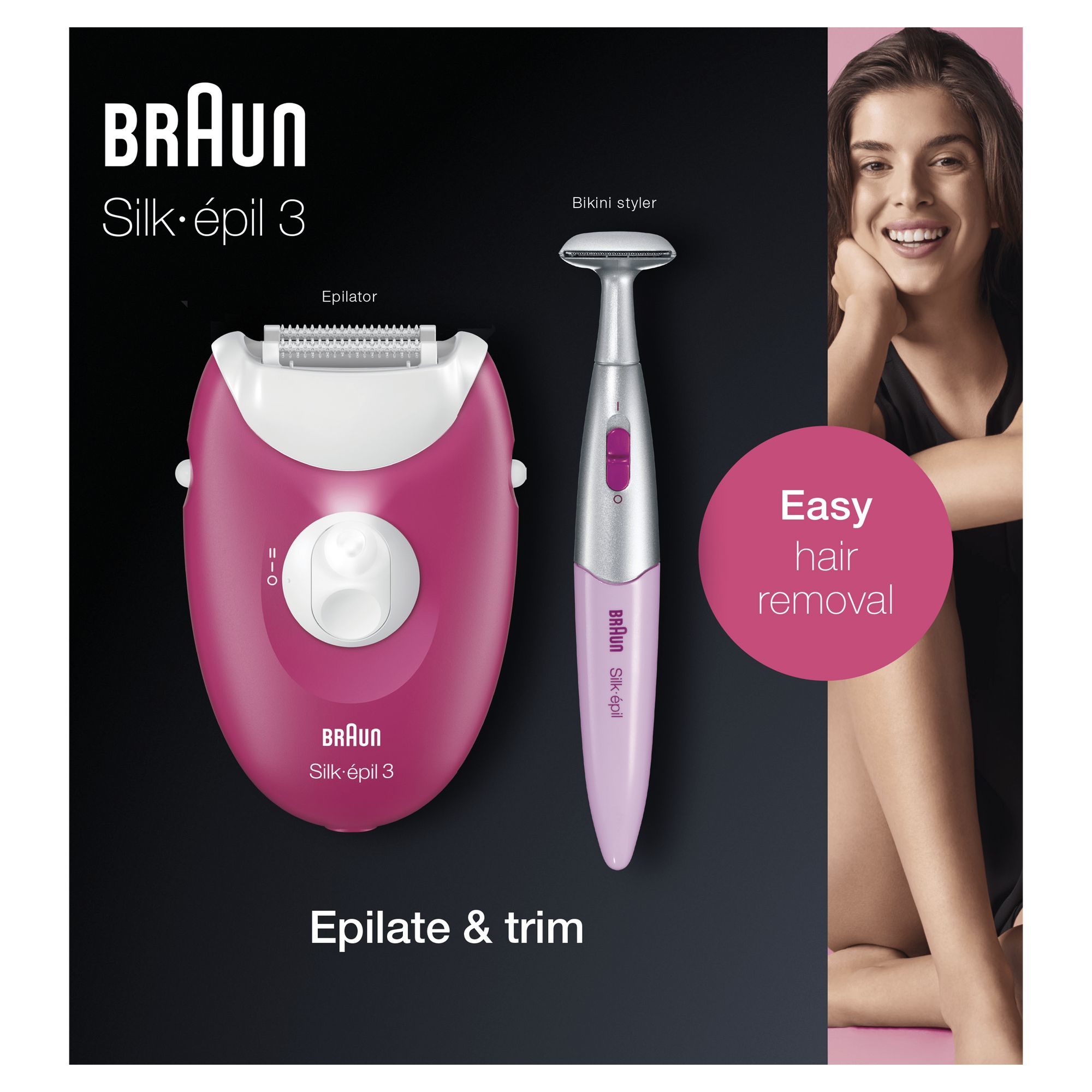 Braun Silk-épil 3 -420, Epilatore Elettrico Donna Per La Rimozione Duratura Dei Peli - Bianco/Rosa