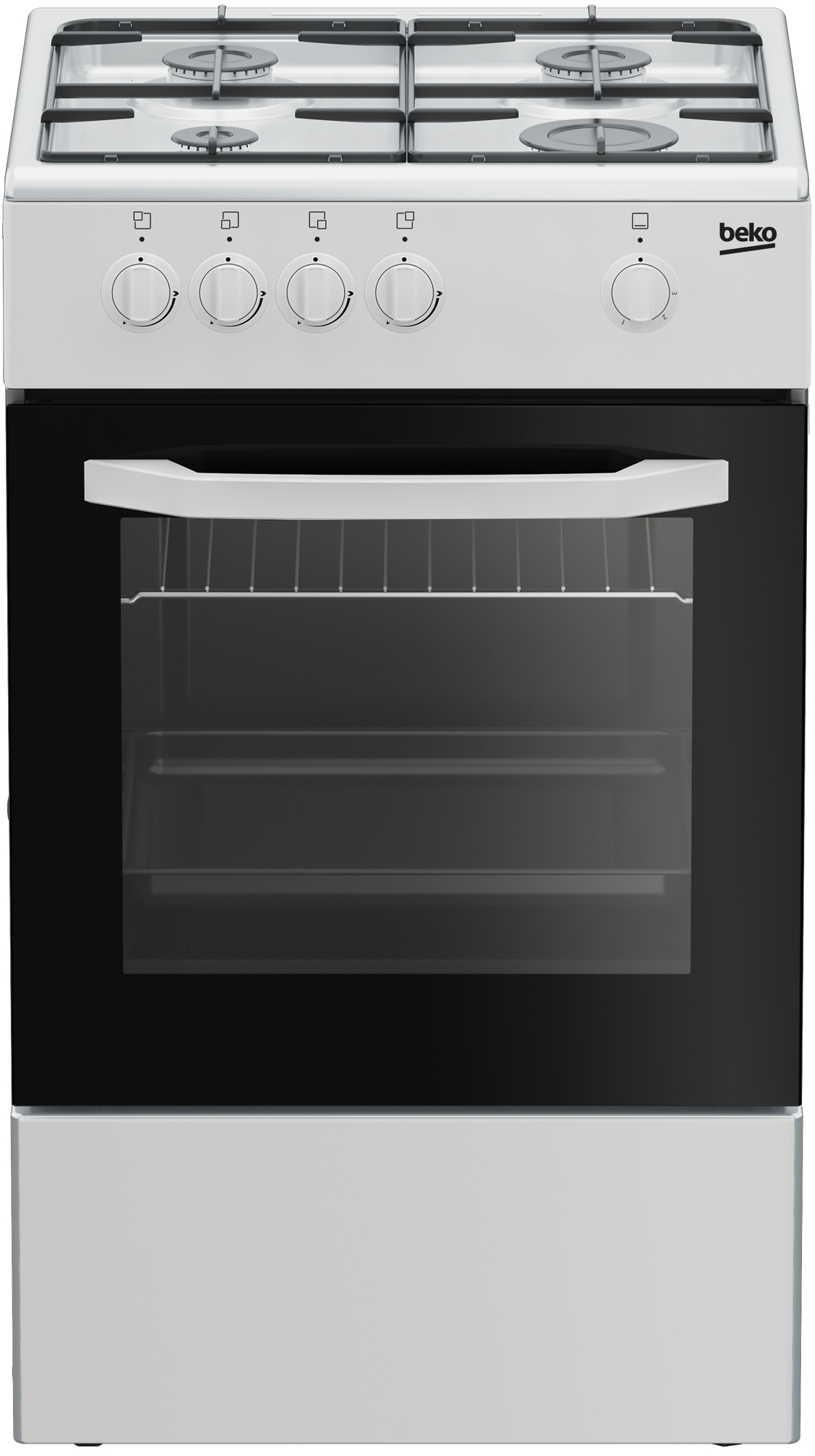 Beko Cucina CSG42001FW, (LxDxA) 50x50x85, Bianca, Forno a gas, piano cottura a gas 4 zone, Coperchio in metallo