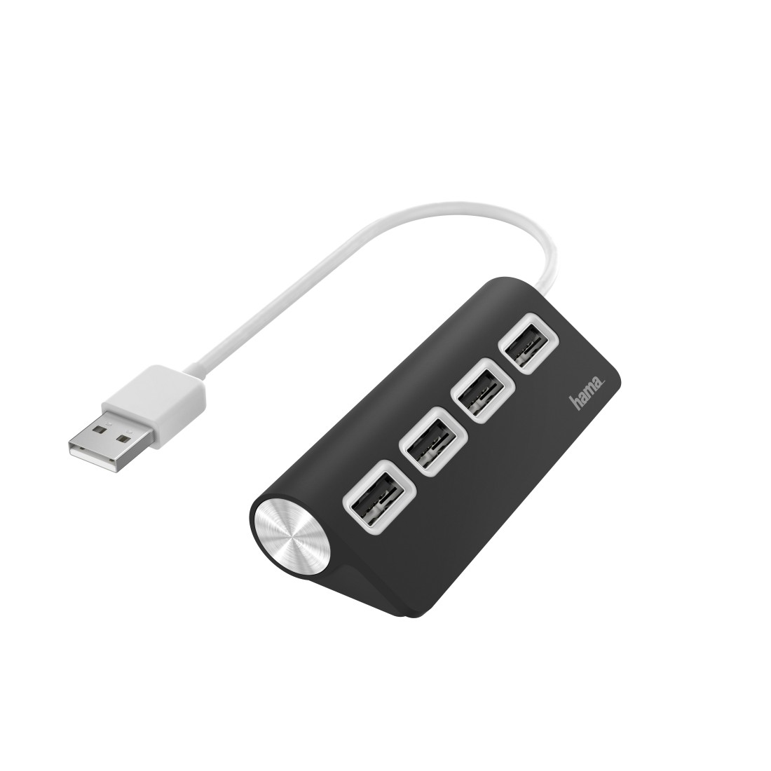 Hama Hub USB 2.0 da tavolo, 4 porte, cavo integrato, nero