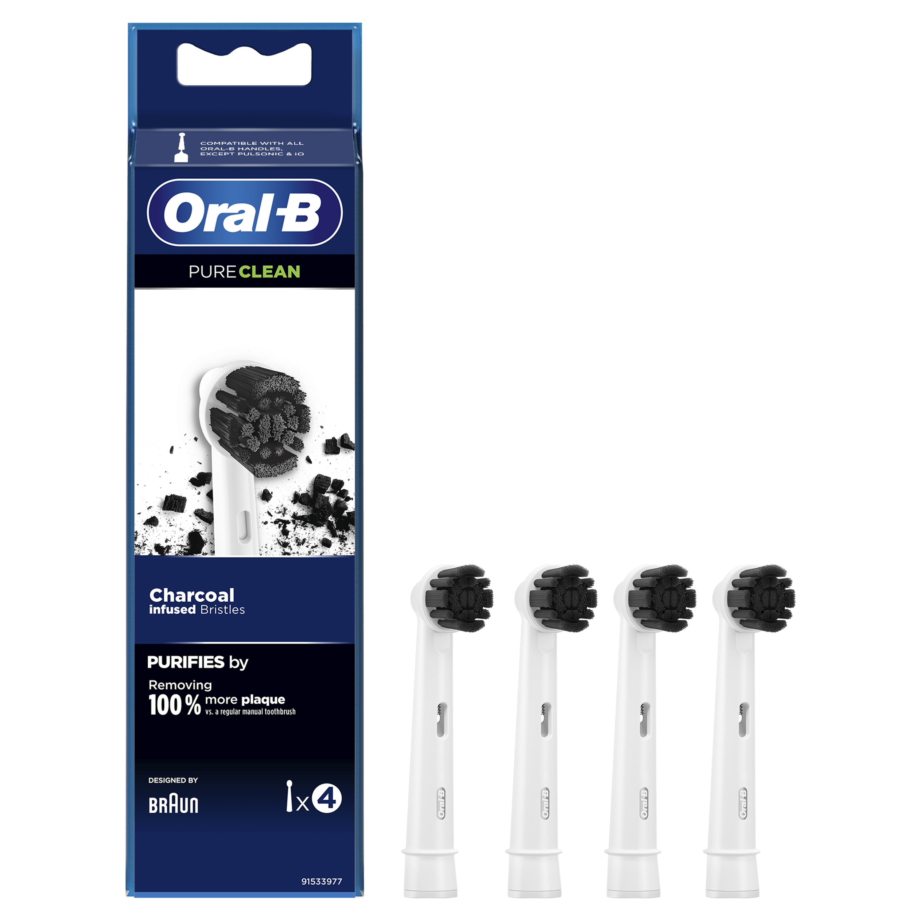 Oral-B Precision Clean Testina Di Ricambio per Spazzolino Pure Clean Carbone. Confezione Da 4