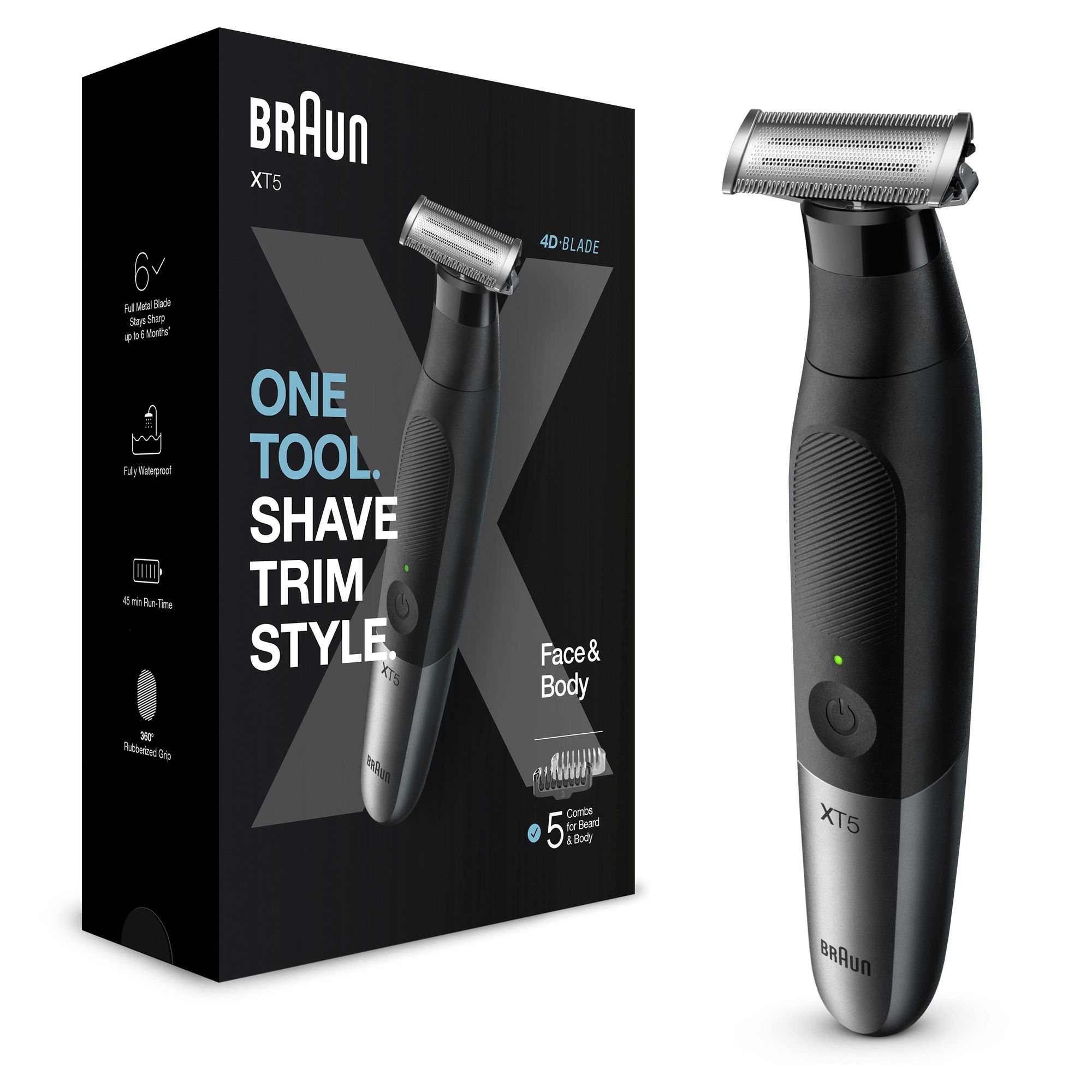 Braun Series XT5 Regolabarba Uomo, Rasoio Elettrico Barba, Kit Depilazione, Lama Duratura, XT5100