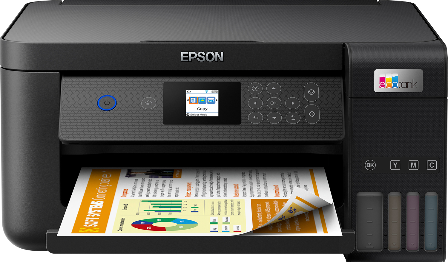 Epson EcoTank ET-2850 stampante multifunzione inkjet 3-in-1 A4, serbatoi ricaricabili alta capacità, 5 flaconi inclusi pari a 14000pag B/N 5200pag colore, Wi-FI Direct, USB