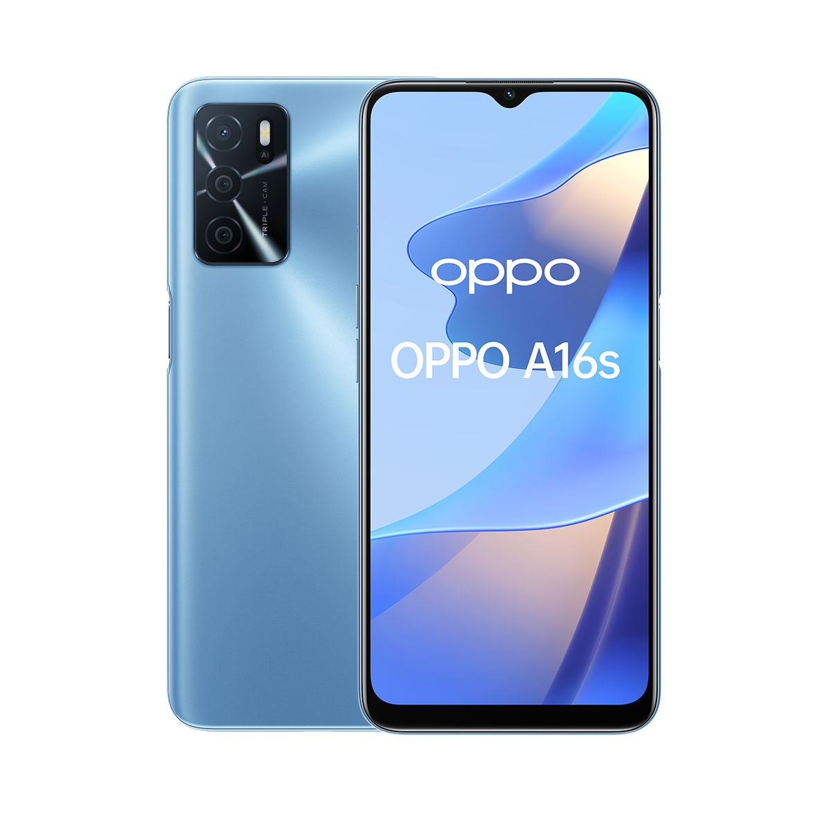 OPPO A16s Smartphone, NFC, AI Triple Camera 13+2+2 MP, 6.52” 60HZ Display, 5000mAh, SuperVOOC + Power Saving, RAM 4GB + ROM 64GB espandibile, ColorOS11.1, IPX4, [Versione Italiana], Pearl Blue