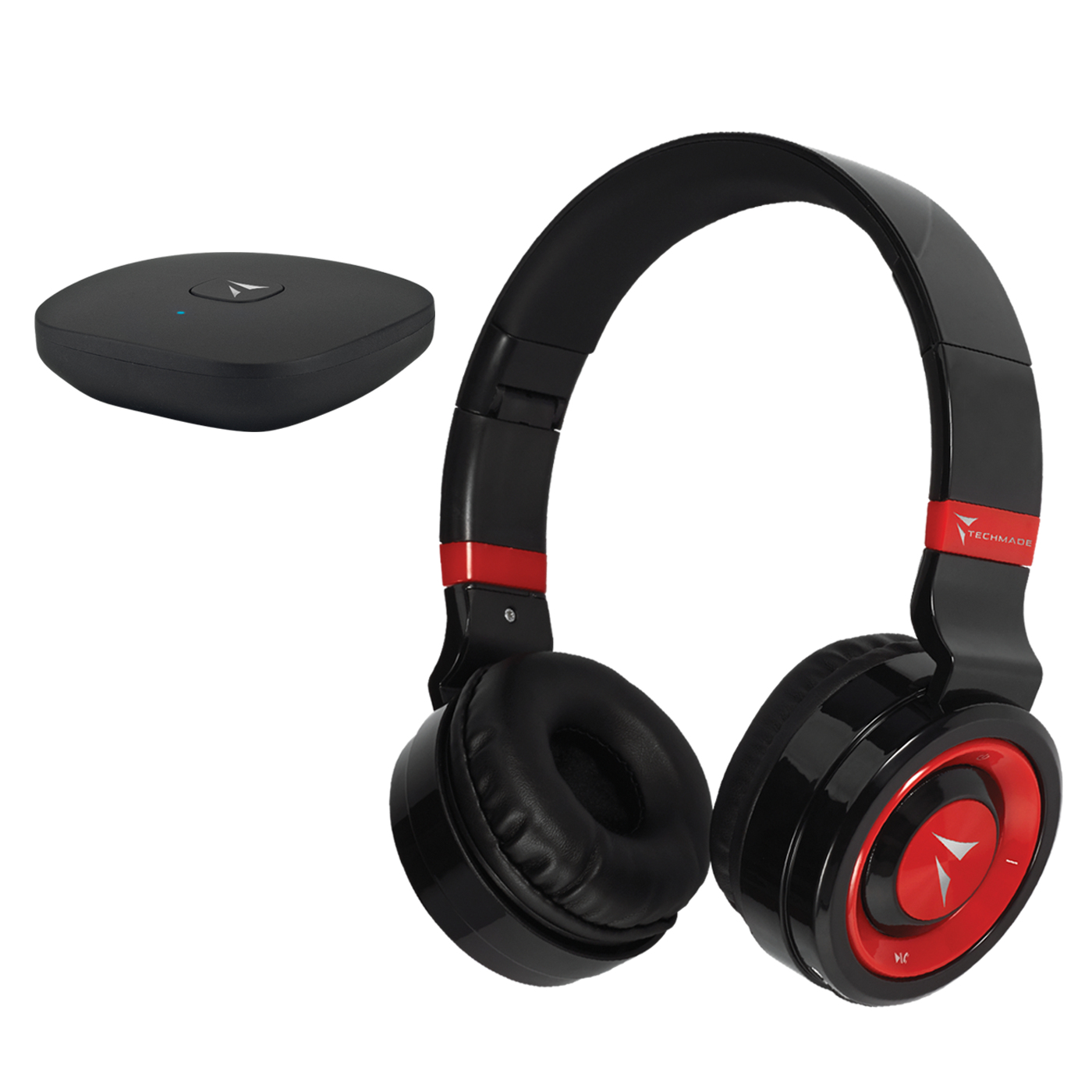 Techmade TM46-TV cuffia e auricolare Cuffie Wireless A Padiglione Micro-USB Nero, Rosso