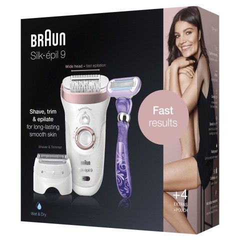 Braun Silk-épil 9 9-870, Epilatore Donna Bianco/Oro Rosa Per Una Rimozione Duratura Dei Peli