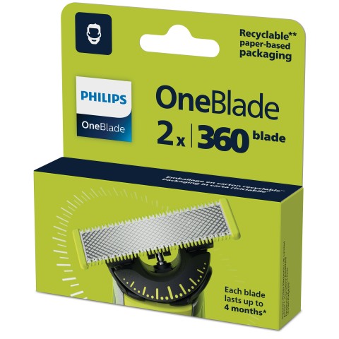 Philips Norelco OneBlade 360 Lama di ricambio per Viso, confezione da 2 Lame QP420/50