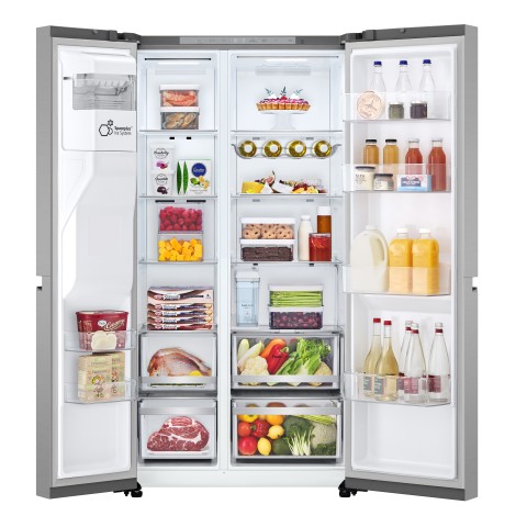 LG GSLE81PYBC Frigorifero Side-by-Side, Classe C, 628L, Wi-Fi, Dispenser senza allaccio, Total No Frost, Prime Silver