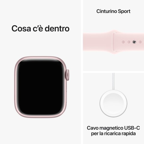 Apple Watch Series 9 GPS Cassa 41mm in Alluminio Rosa con Cinturino Sport Rosa Confetto - M/L