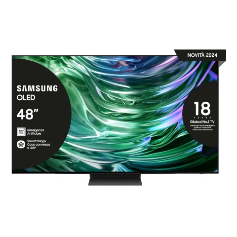 Samsung TV OLED 4K 48” QE48S90DAEXZT Smart TV Wi-Fi Graphite Black 2024, Processore NQ4 AI GEN2, Self-illuminating pixels, Laser Slim Design, Dolby Atmos