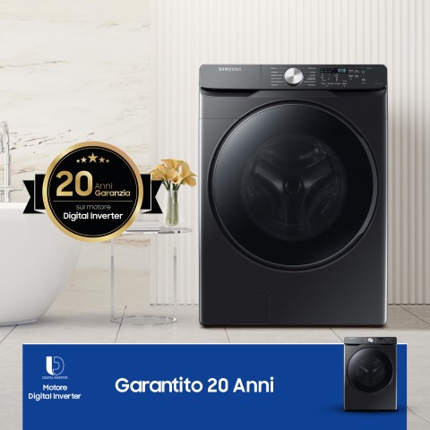 Samsung WF18T8000GV/ET lavatrice a caricamento frontale Grandi Capacità 18 kg Classe C 1100 giri/min, Body nero + porta nera