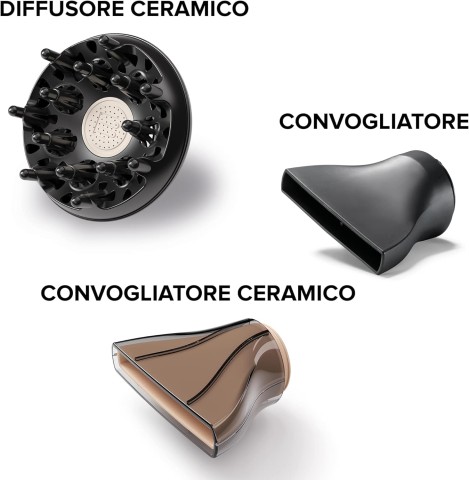 Bellissima Imetec Ceramic P5 3800, Asciugacapelli Professionale Per Capelli Morbidi e Luminosi, Tecnologia Ceramica, Potenza 2300 W, Ionizzatore, Diffusore e Convogliatore Ceramico