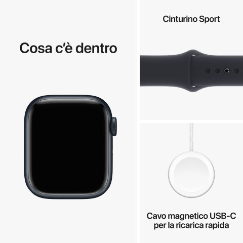 Apple Watch Series 9 GPS Cassa 41mm in Alluminio Mezzanotte con Cinturino Sport Mezzanotte - M/L