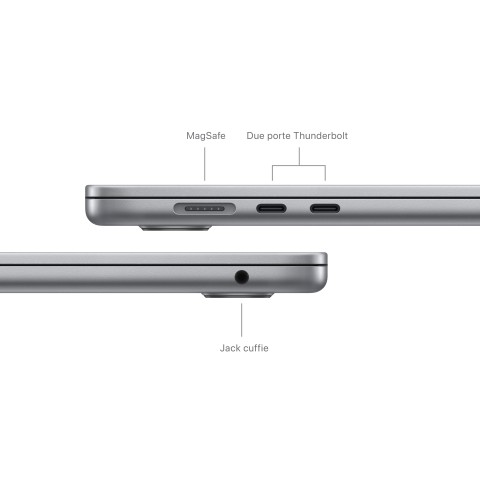 Apple MacBook Air 15'' M3 chip con core 8 CPU e core 10 GPU, 8GB, 256GB SSD Grigio Siderale