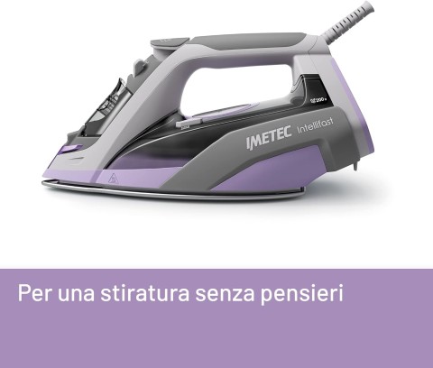 Imetec Intellifast, ferro da stiro a vapore, Tecnologia Intelli System, Impostazione automatica della temperatura, Piastra Ceramic Diamond, Protezione anticalcare, 2400 W, Colpo Vapore