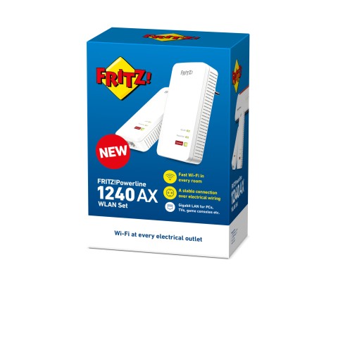 FRITZ!Powerline 1240 AX WLAN Set 1200 Mbit/s Collegamento ethernet LAN Wi-Fi Bianco 2 pz