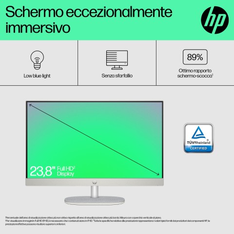 HP 24-cr0044nl Intel® Core™ i3 i3-1315U 60,5 cm (23.8") 1920 x 1080 Pixel PC All-in-one 8 GB DDR4-SDRAM 512 GB SSD Windows 11 Home Wi-Fi 6 (802.11ax) Bianco