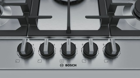 Bosch Serie 6 PCQ7A5B90 Piano cottura a gas 75 cm Acciaio inox