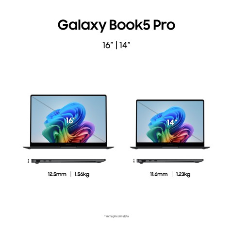 Samsung Galaxy Book5 Pro Intel Core Ultra 7 256V Computer portatile 35,6 cm (14") Touch screen WQXGA+ 16 GB LPDDR5x-SDRAM 512 GB SSD Wi-Fi 7 (802.11be) Windows 11 Home Grigio