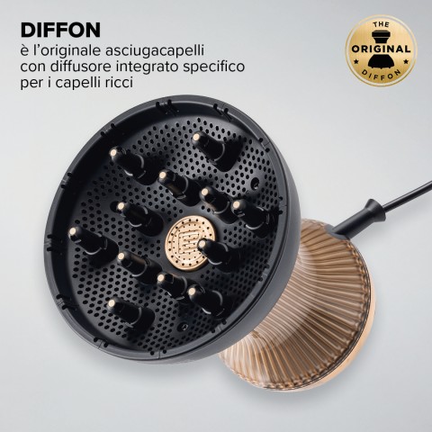 Bellissima Imetec Diffon Supreme, Diffusore ad Aria Calda per Capelli Ricci, Diffusore XL con 12 Dita, Tecnologia Ceramica&Argan Oil, 2 Velocità, 3 Temperature, Asciugatura Delicata