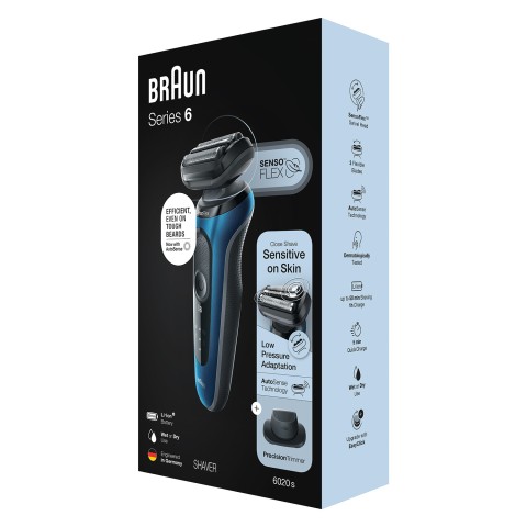 Braun Series 6 61-B1200s Rasoio Trimmer Nero, Blu