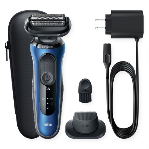 Braun Series 6 61-B1200s Rasoio Trimmer Nero, Blu