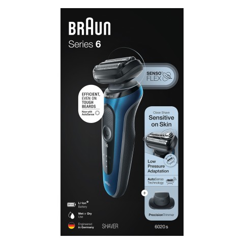 Braun Series 6 61-B1200s Rasoio Trimmer Nero, Blu