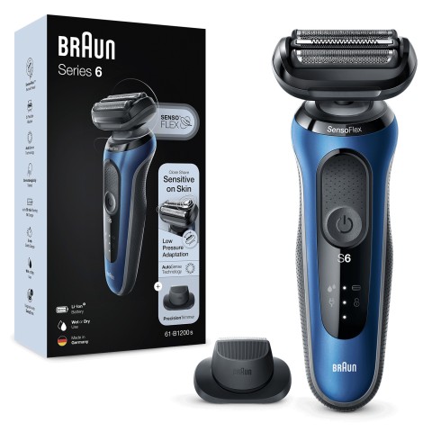 Braun Series 6 61-B1200s Rasoio Trimmer Nero, Blu