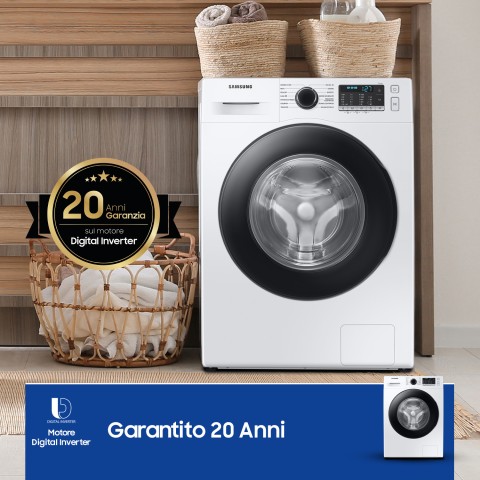 Samsung WW11BGA046ATET lavatrice a caricamento frontale Crystal Clean™ 11 kg Classe A 1400 giri/min, Porta nera + Panel D. Silver