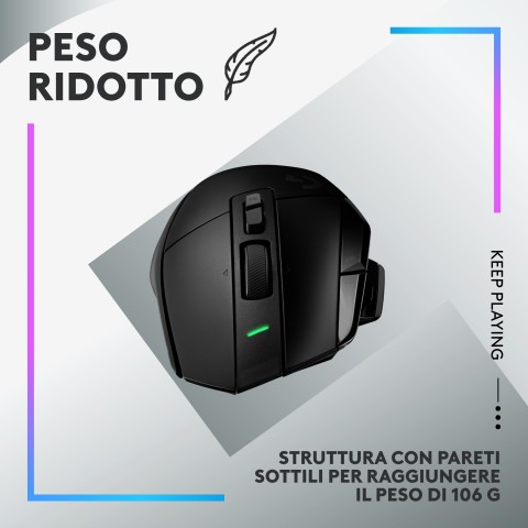 Logitech G G502 X Plus mouse Giocare Mano destra RF Wireless Ottico 25600 DPI