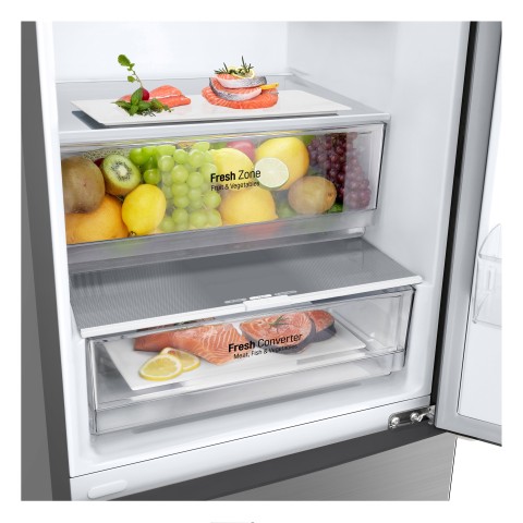 LG GBP62PZNAC Frigorifero combinato, Classe A, 384L, Fresh Converter, No frost, Inox