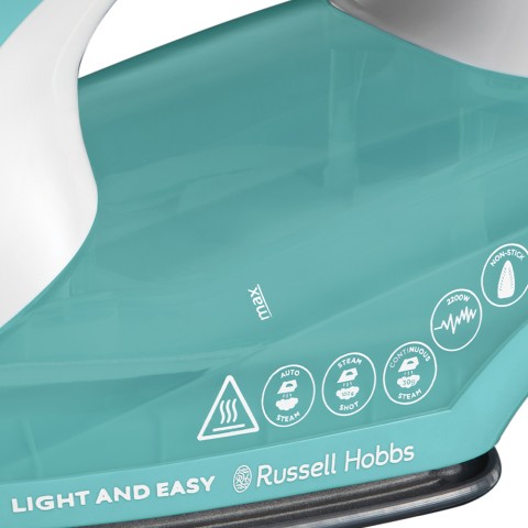 Russell Hobbs 26470-56 ferro da stiro Ferro a vapore Piastra antiaderente 2400 W Verde, Bianco