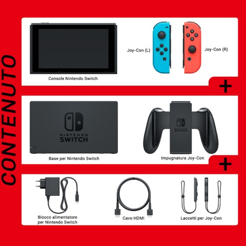 Nintendo Switch Rosso Neon/Blu Neon [ed.2022], schermo 6.2 pollici