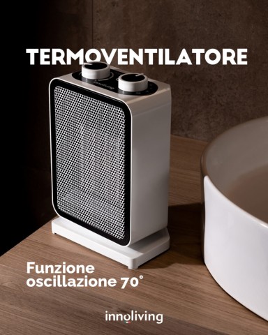 Innoliving INN-579 stufetta elettrica Interno Nero, Bianco 1500 W Riscaldatore ambiente elettrico con ventilatore