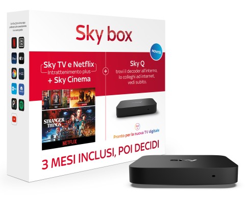 Sky box con 3 Mesi di TV e Netflix (Intrattenimento plus) + Cinema. Decoder Q incluso