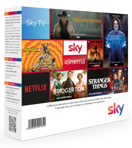 Sky box con 3 Mesi di TV e Netflix (Intrattenimento plus) + Cinema. Decoder Q incluso