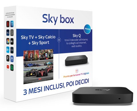 Sky box con 3 Mesi di TV + Calcio + Sport. Decoder Q incluso